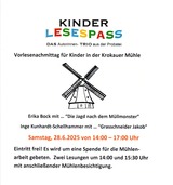 Vorlesenachmittag  für Kinder in der Krokauer Mühle